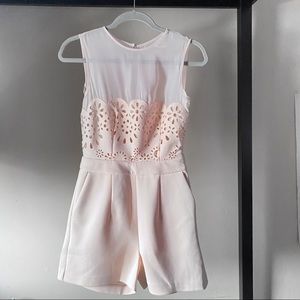 ASOS Pale Pink Cutout Sheer Romper with Pockets
